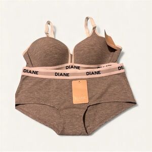 Women's Sports Set – Triangle Bra and Cheeky Panties, Cotton Elastane, Size 34B